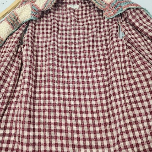 UMGEE Teddy Bear Sherpa Fleece  Flannel Lined Vest Plaid Pink Blue S - Picture 5 of 7